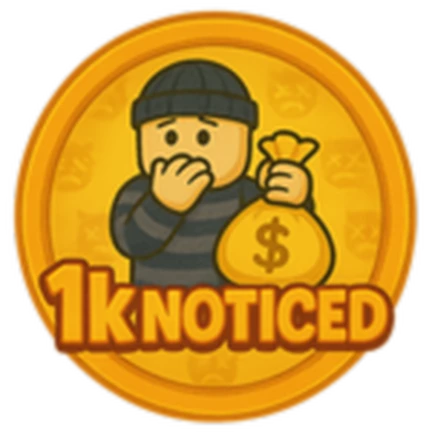 ภาพทางการ ROB IT ไอคอน Badge Get Noticed 1k Times พร้อมสัญลักษณ์เป้าหมาย/ตัวเลข · Badge Get Noticed 1k Times · 1025008587166682