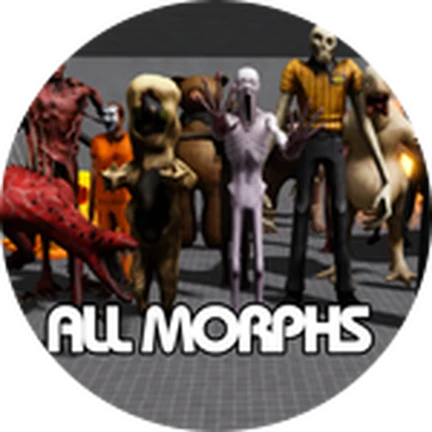 ภาพทางการ SCP MORPH ป้าย ALL MORPHS พร้อมกลุ่มตัวละคร · Badge ALL MORPHS COLLECTED · 2418059300790847
