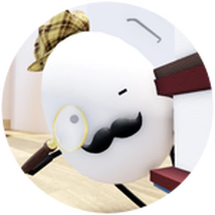 ภาพทางการ Secret Staycation: ตัวละครนักสืบสีขาวถือแว่นขยาย · Badge Master Detective · 1785489269264304
