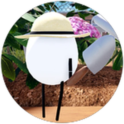 ภาพทางการ Secret Staycation: ตัวละครสีขาวในสวนพร้อมช้อน · Badge Expert Farmer · 3976881730564741