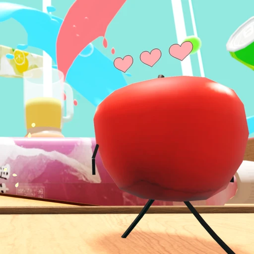 ภาพทางการ Secret Staycation: แอปเปิลสีแดงในฉากสีพาสเทล · Place Juice Party : ジュースパーティー · 133333001204850