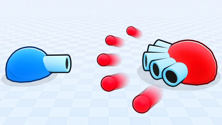 ภาพทางการ Tank Game!: รถถังสีแดงและน้ำเงินยิงกระสุนเข้าหากัน · Media Tank Game! · 134662739348723