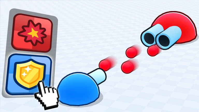 ภาพทางการ Tank Game!: รถถังแดงน้ำเงินข้างไอคอน Damage กับ Health · Media Tank Game! · 135372350118834