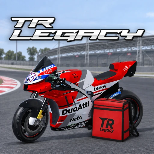 ภาพทางการ TR Legacy: รถแข่งสีแดงพร้อมโลโก้ TR Legacy · ไอคอนเกม TR Legacy