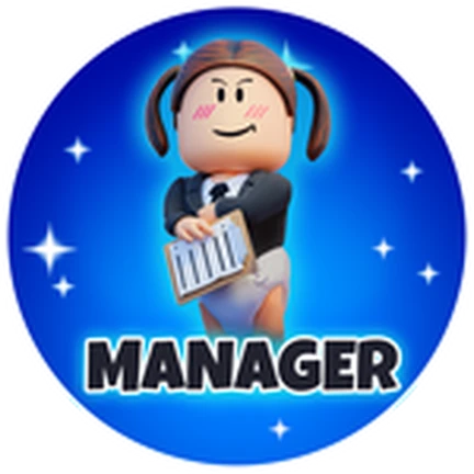 ตัวละครชุดผู้จัดการถือแฟ้มพร้อมคำว่า MANAGER จาก Twilight Daycare ของ Nighty Studio บน Roblox