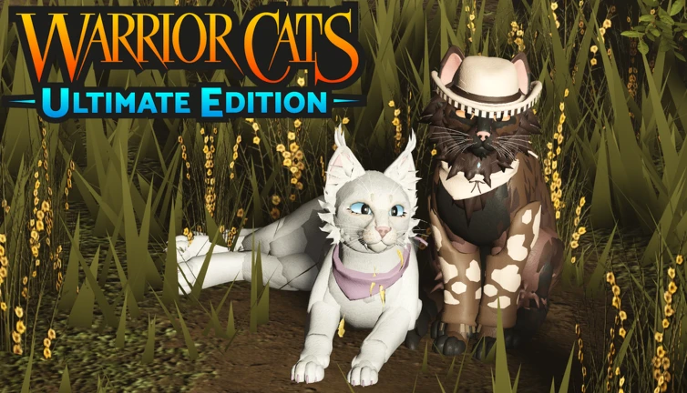 ภาพโปรโมต Media 105136930089510 ของ Warrior Cats: Ultimate Edition แสดงแมวสองตัวแต่งเครื่องประดับอยู่ในป่า