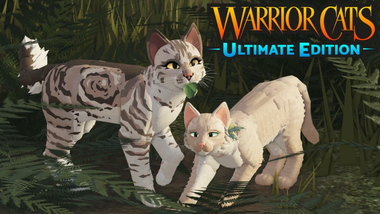 ภาพโปรโมต Media 96917662131730 ของ Warrior Cats: Ultimate Edition แสดงแมวสองตัวอยู่ท่ามกลางพุ่มไม้