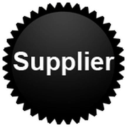 ไอคอน Badge Supplier ของ Work at a Pizza Place แสดงเหรียญสีดำมีคำว่า Supplier