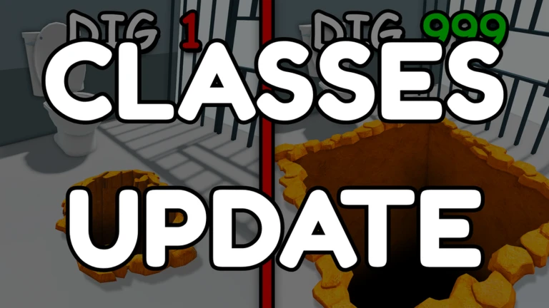 ภาพทางการ Dig to Escape: โปสเตอร์ CLASSES UPDATE บนฉากห้องขัง · Event CLASSES UPDATE · 3393182088805745300