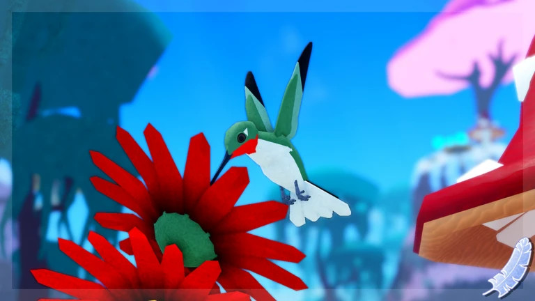 ภาพทางการ Feather Family จากผู้สร้าง/Roblox: ฮัมมิงเบิร์ดกับดอกไม้