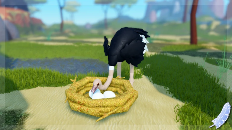 ภาพทางการ Feather Family จากผู้สร้าง/Roblox: นกกับรังและไข่ในทุ่ง